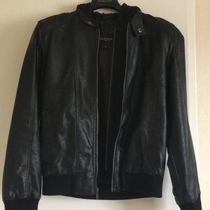 Guess leather jacket with hoodie